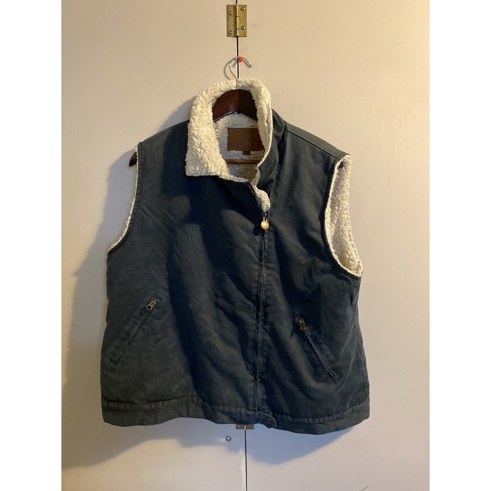 Outback Trading Co Naomi Vest Women Size 1X Blue Good Sherpa Lined Zip Front